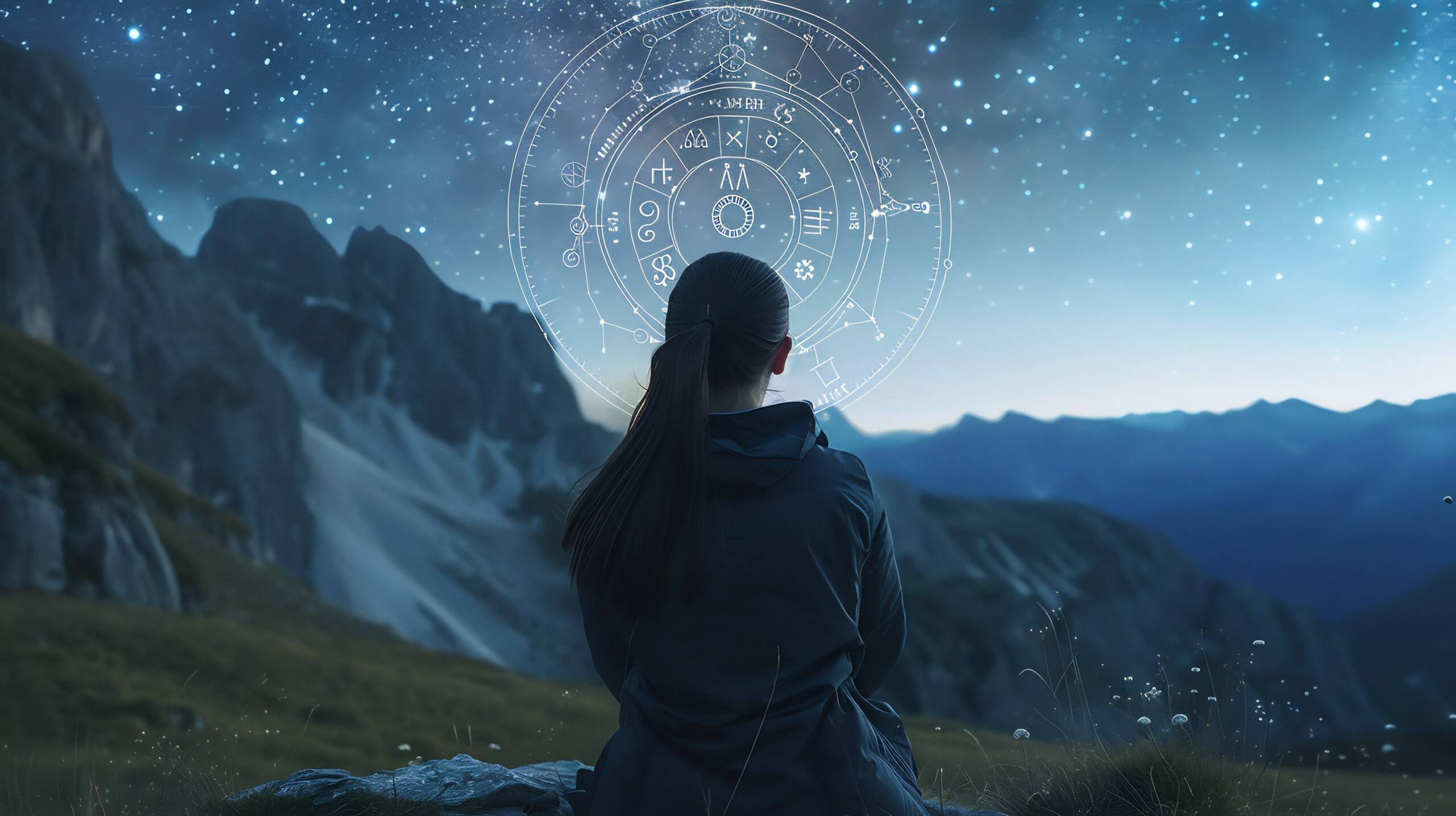 Mujer contemplando el cielo nocturno para artículo de autoconocimiento